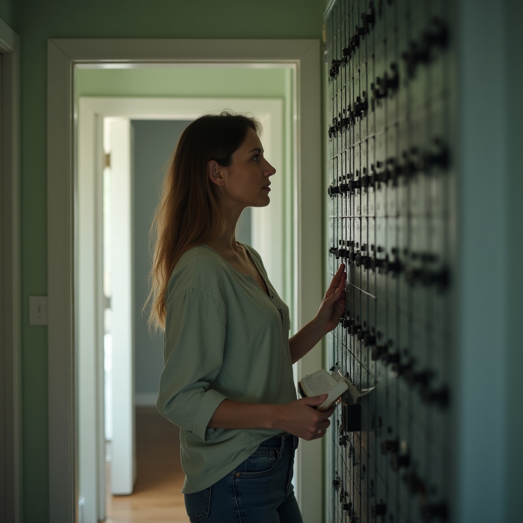 Persona revisando el tablero eléctrico de su casa para entender el consumo energético